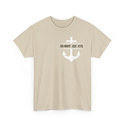 Navy Pride Tee, US Navy Shirt, Heavy Cotton T-Shirt for Veterans, 4th of July Gift, Military Apparel, Patriotic Tee, Men’s Casual Wear