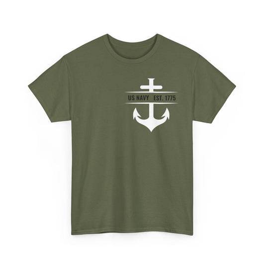 Navy Pride Tee, US Navy Shirt, Heavy Cotton T-Shirt for Veterans, 4th of July Gift, Military Apparel, Patriotic Tee, Men’s Casual Wear